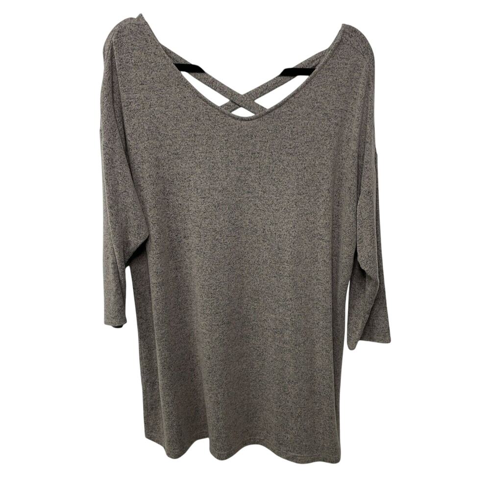 Simply Noelle Women's Tunic Top Brown 3/4 Sleeve Small Medium Lagenlook Casual